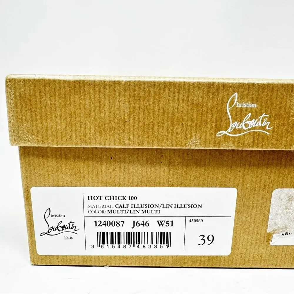 Christian Louboutin Hot Chick 100 Multi Print Leather Heels Womens Size EU 39